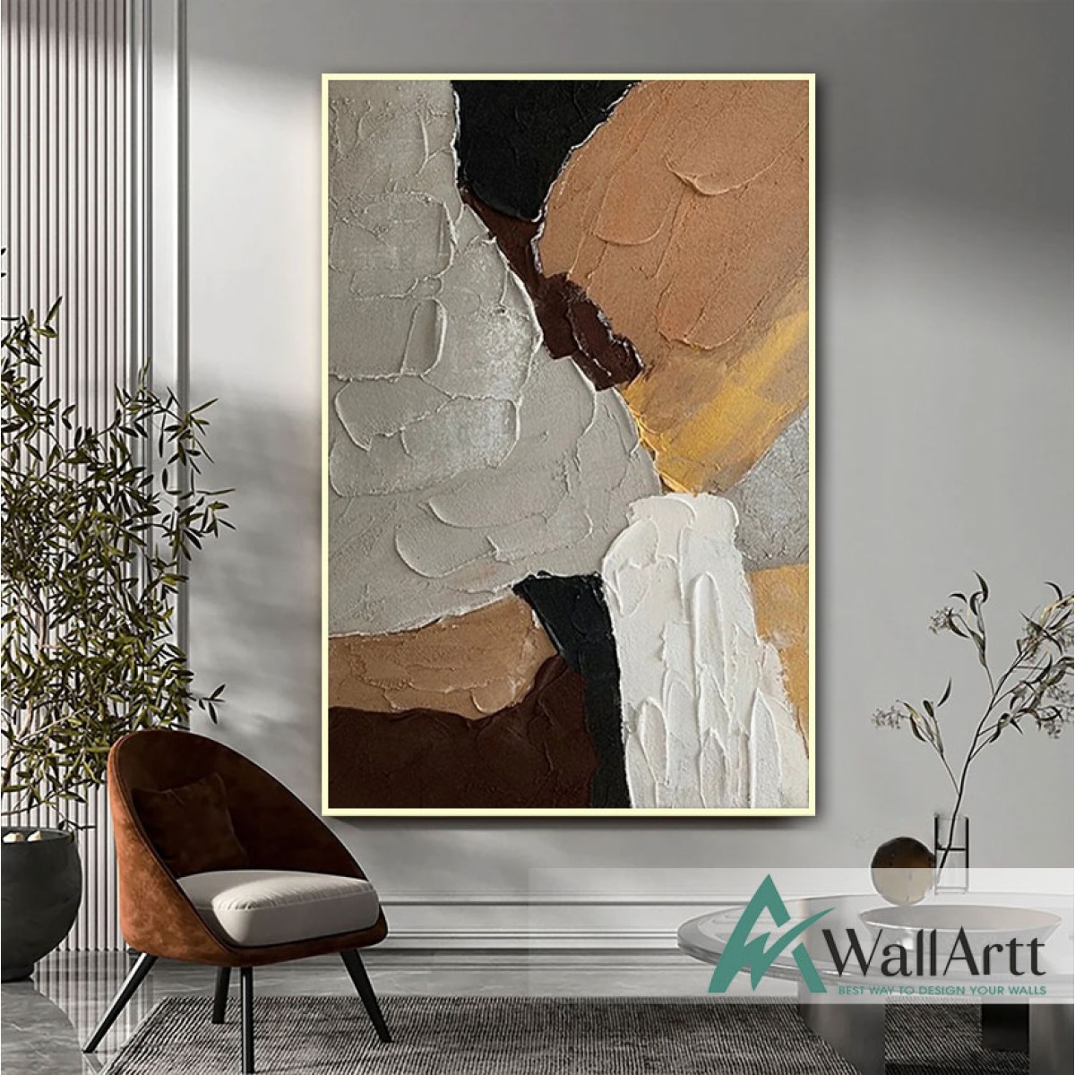 Tones of Brown Abstract 3d Heavy Textured Partial Oil Painting